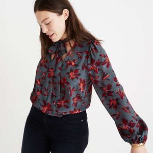 MADEWELL plus Size XXS SILK TIE-NECK WRAP TOP
